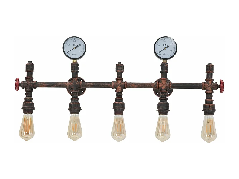 Applique in metallo marrone con 5 punti luce cm 86x9x32