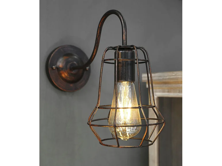 Applique in metallo marrone in stile industriale cm 33x15x27,5