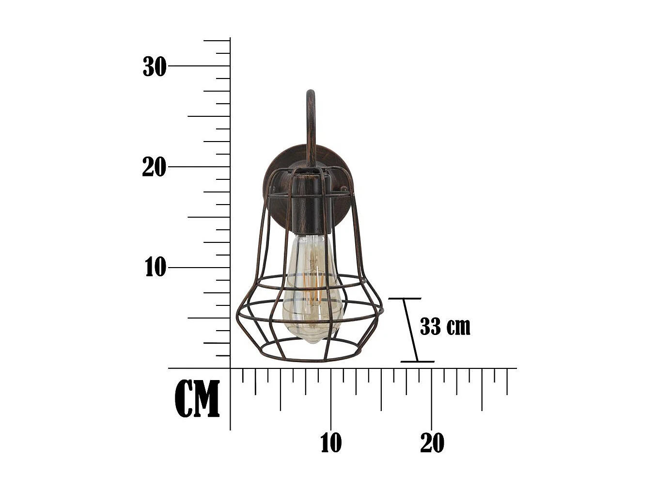 Applique in metallo marrone in stile industriale cm 33x15x27,5