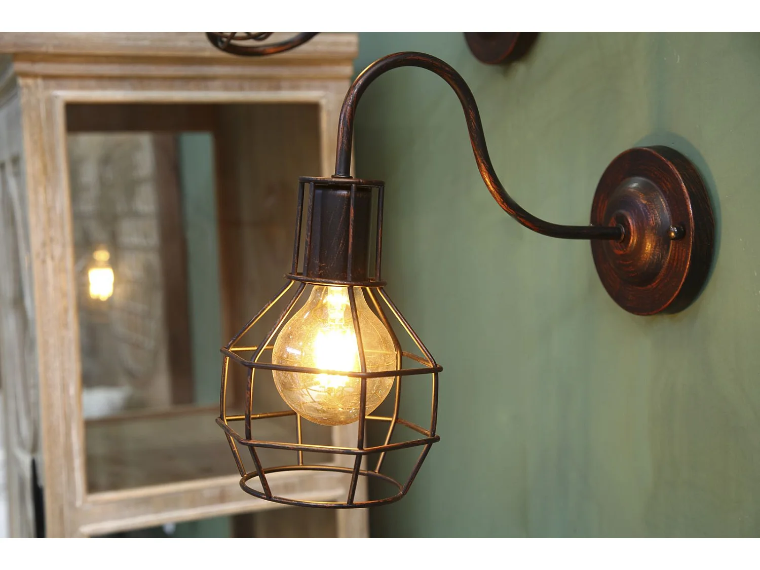 Applique in metallo marrone in stile industriale cm 32x14x30