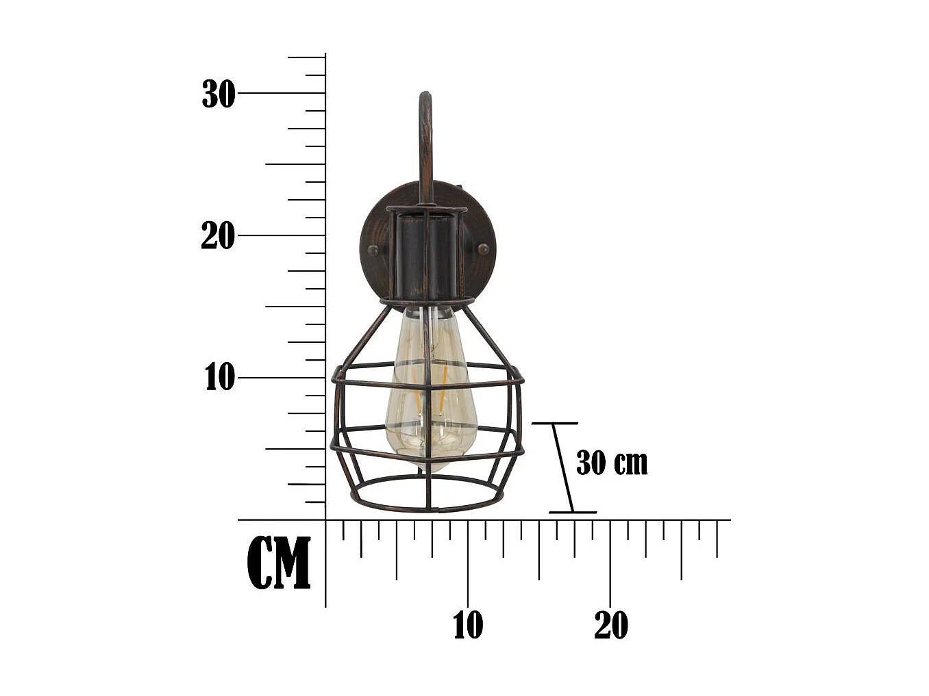 Applique in metallo marrone in stile industriale cm 32x14x30