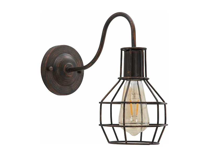 Bruine metalen wandlamp in industriële stijl, 32x14x30 cm