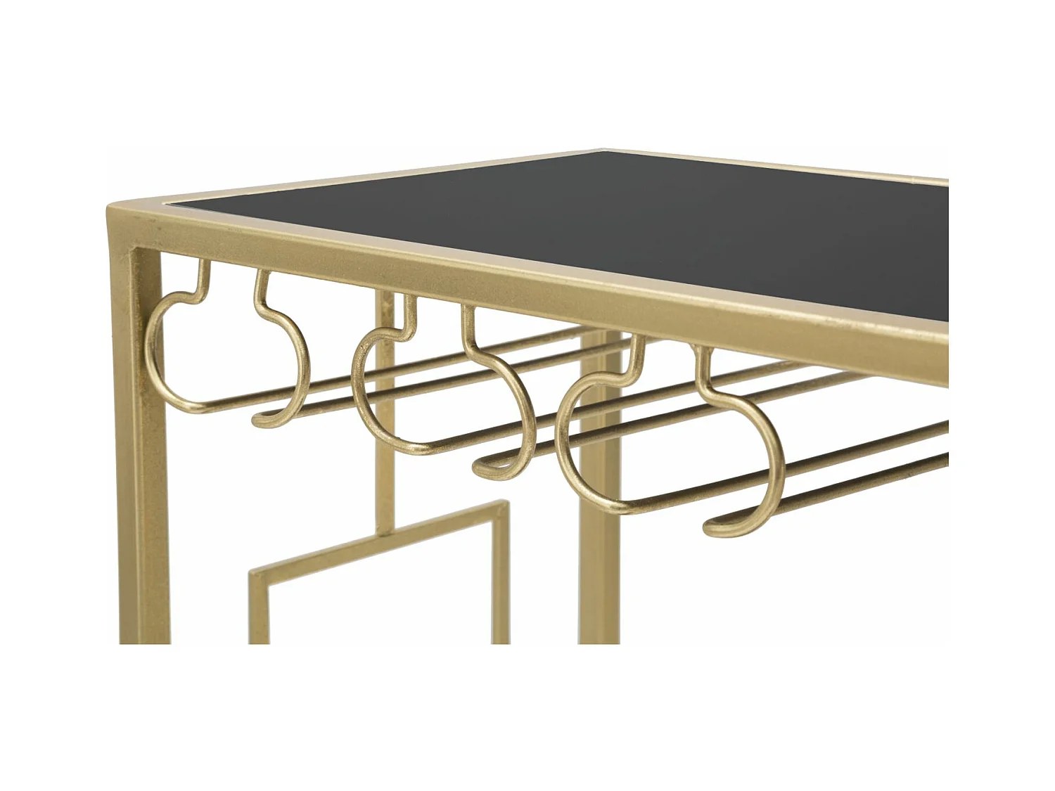 Consolle con portabottiglie in metallo dorata cm 76x30x75