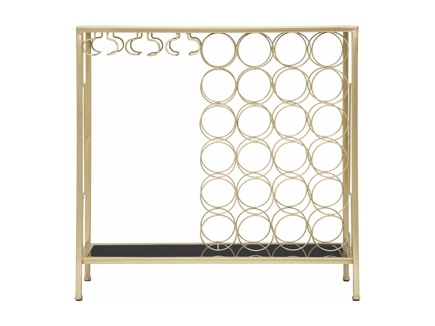 Console avec porte-bouteilles en métal doré cm 76x30x75