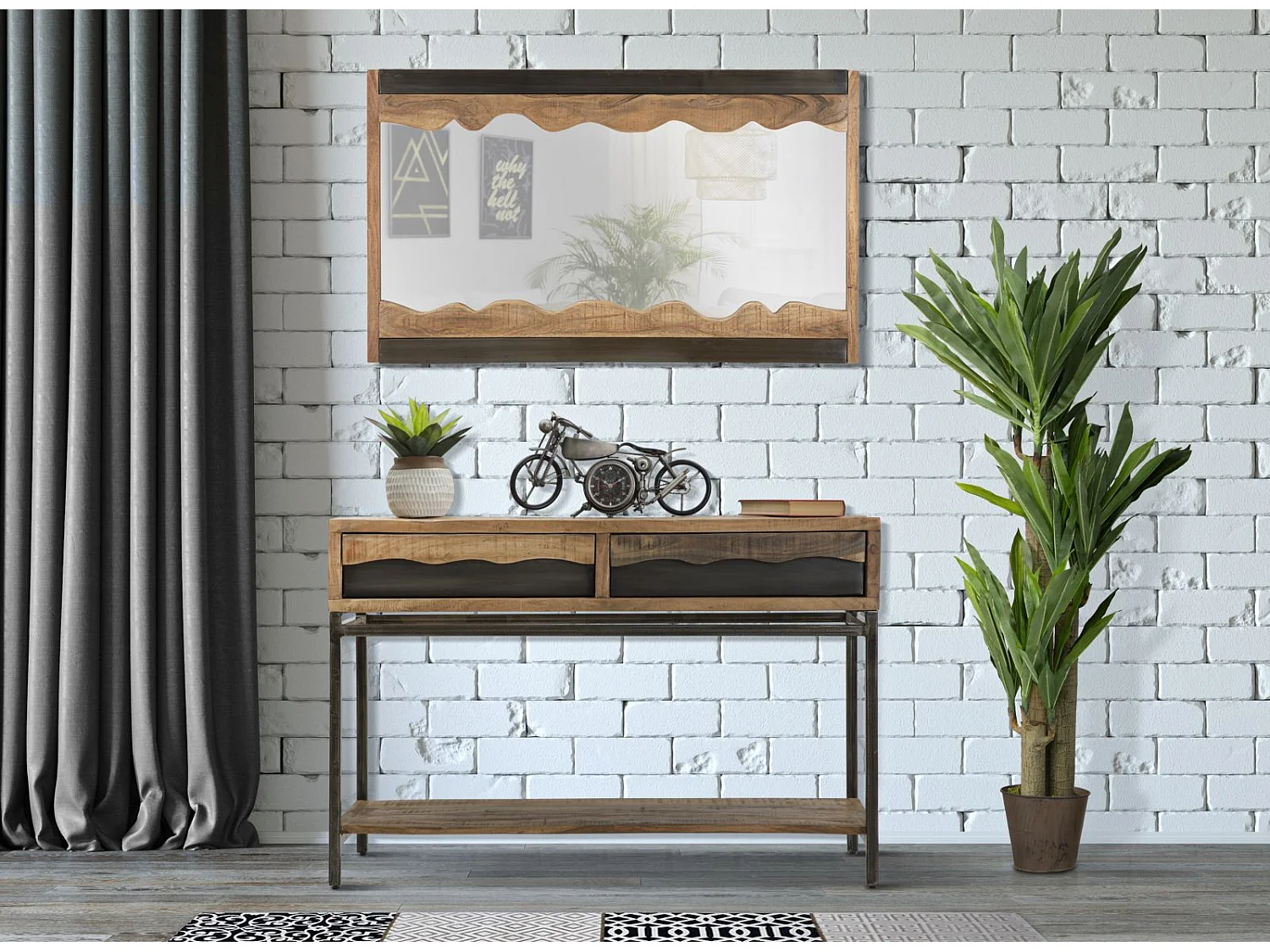 Console Design en Bois "Yellowstone" 118cm Marron