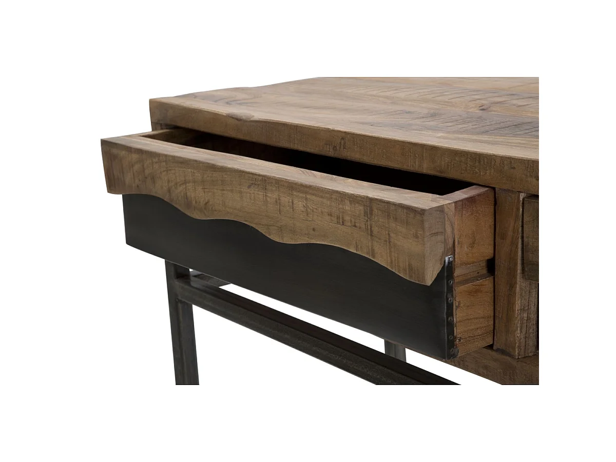 Konsolentisch aus Holz braun mit 2 Schubladen und Ablage 118x40x80 cm