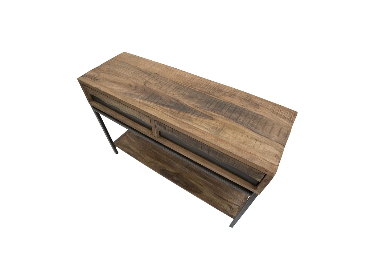 Konsolentisch aus Holz braun mit 2 Schubladen und Ablage 118x40x80 cm
