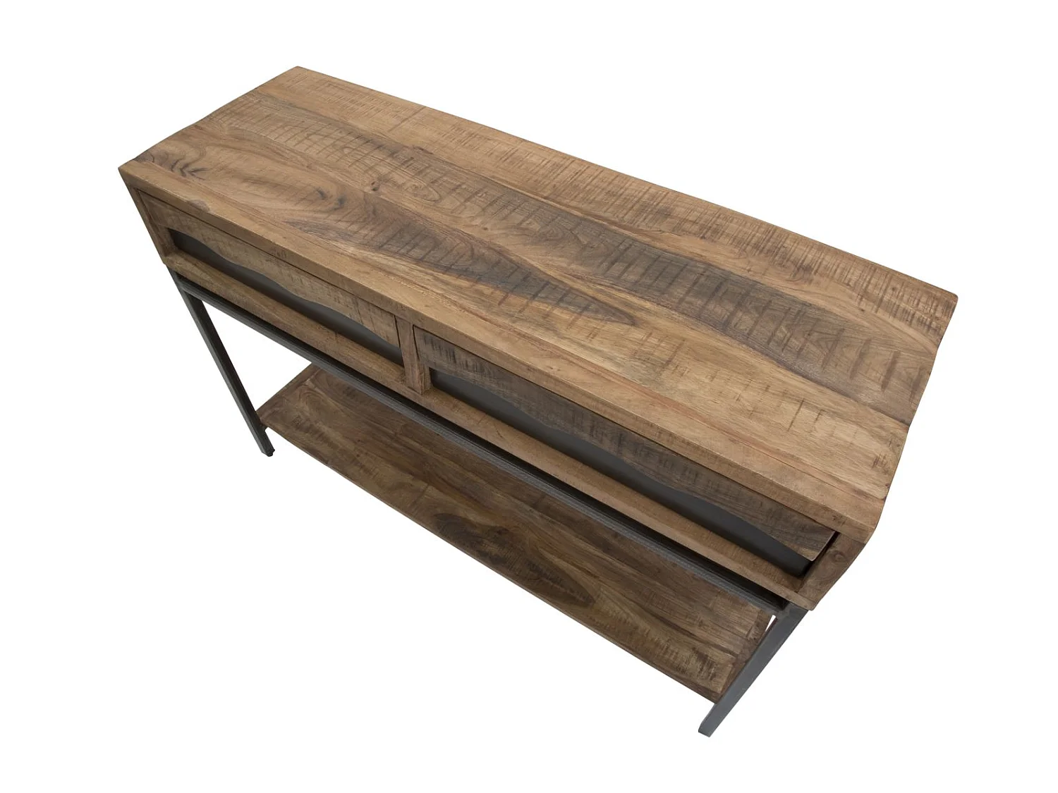 Konsolentisch aus Holz braun mit 2 Schubladen und Ablage 118x40x80 cm