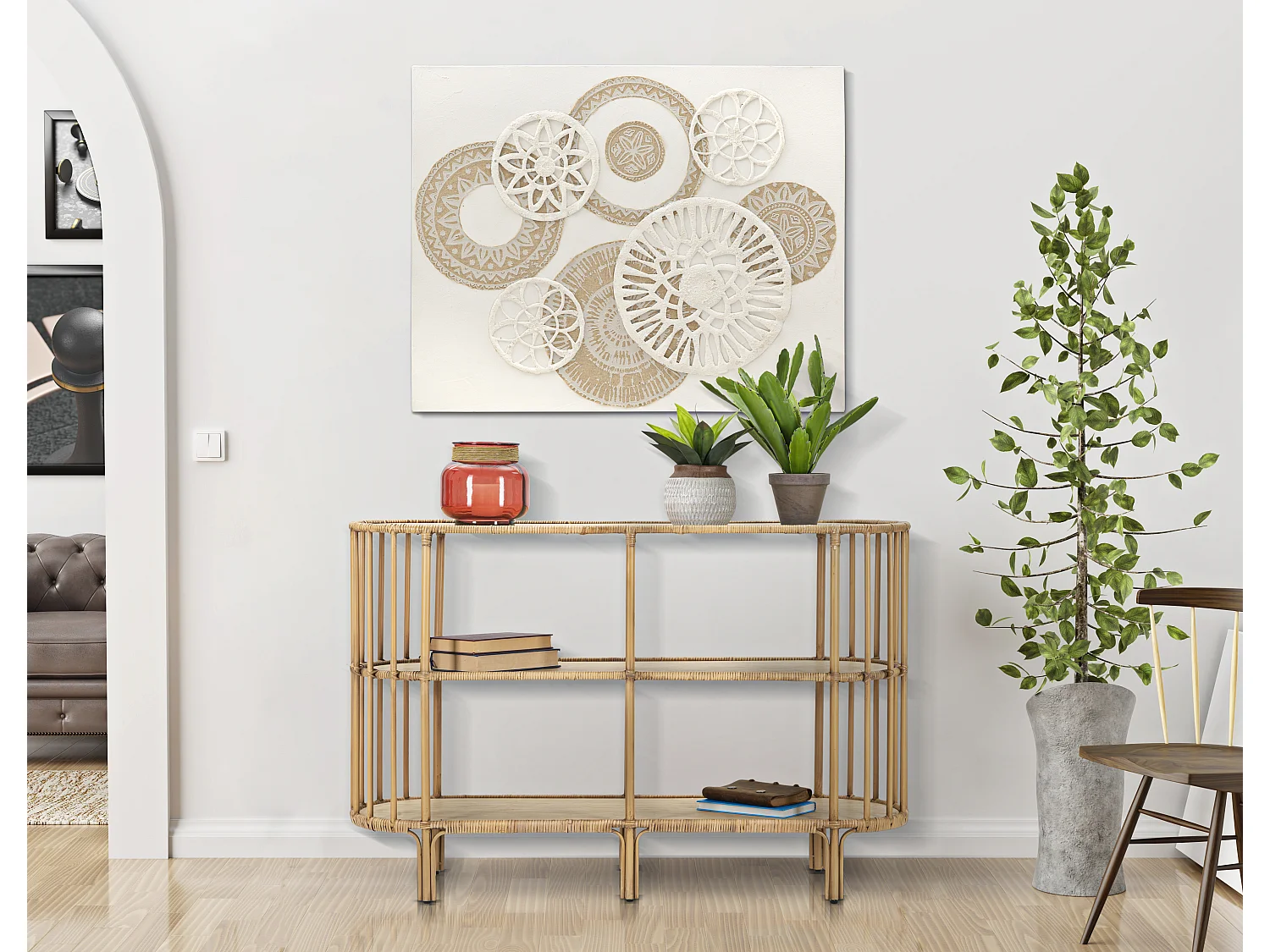 Consolle con 3 ripiani in metallo marrone cm 120x37,5x80