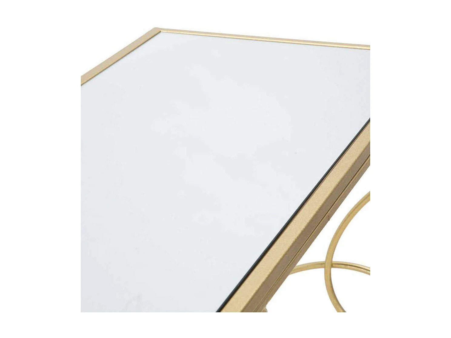 Consolle in metallo dorata con piano in vetro a specchio cm 140x40x80