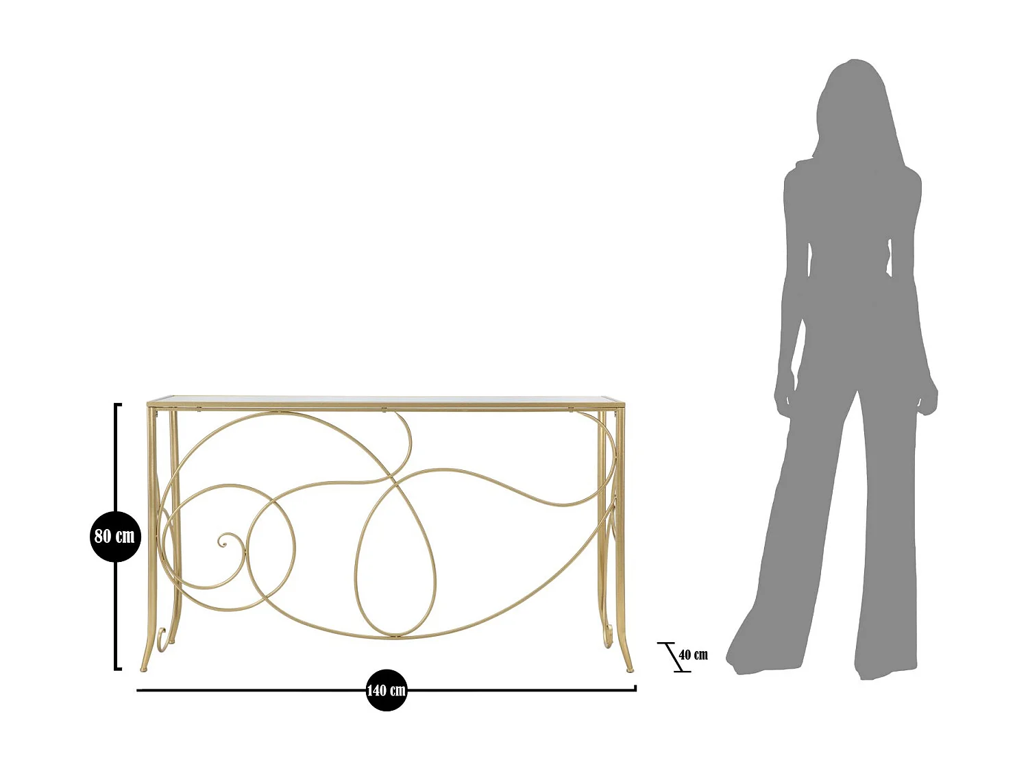 Console Design en "Art" 140cm Or