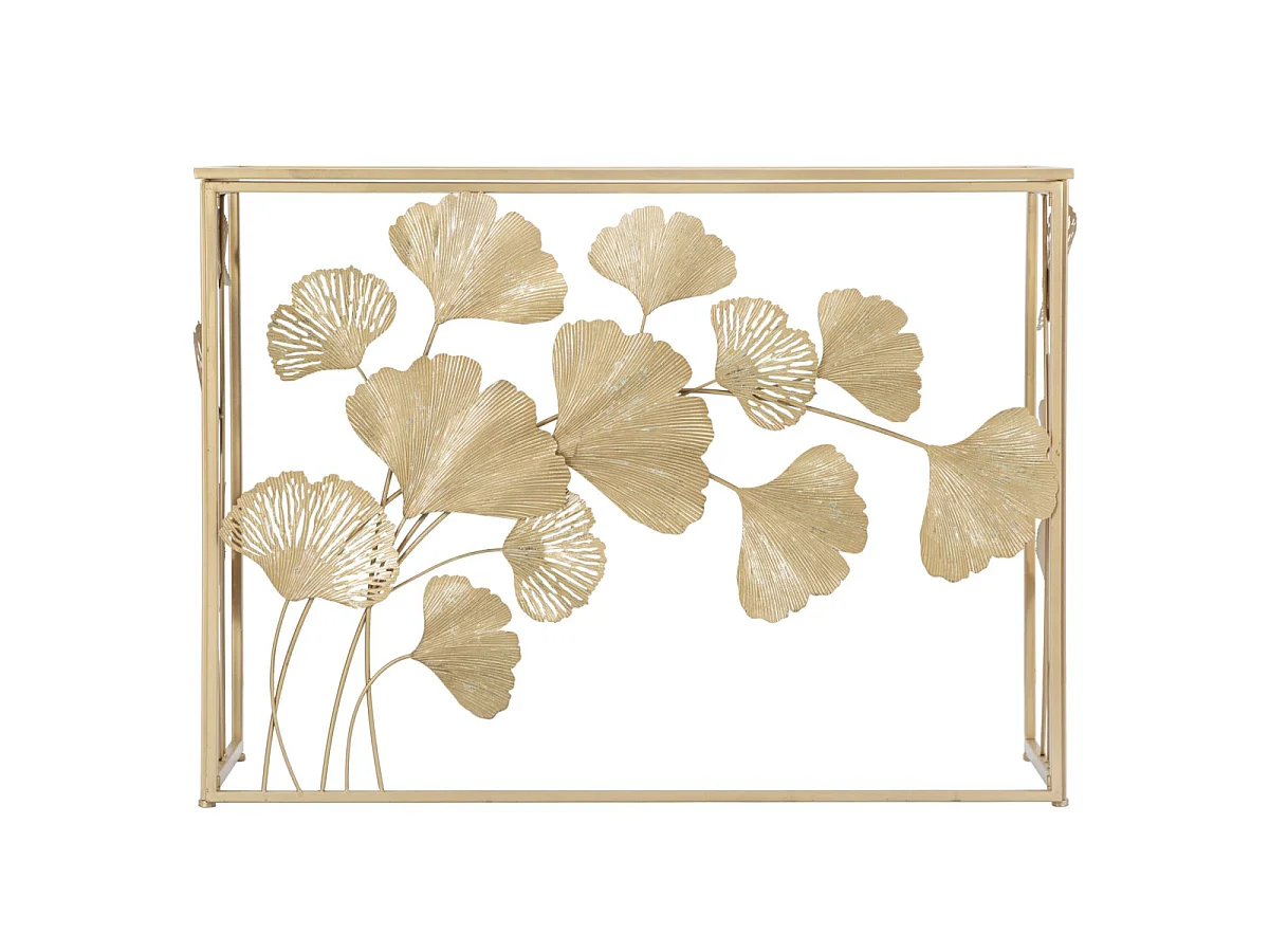 Konsolentisch aus Metall goldfarben mit Spiegelplatte 108x36,5x80 cm