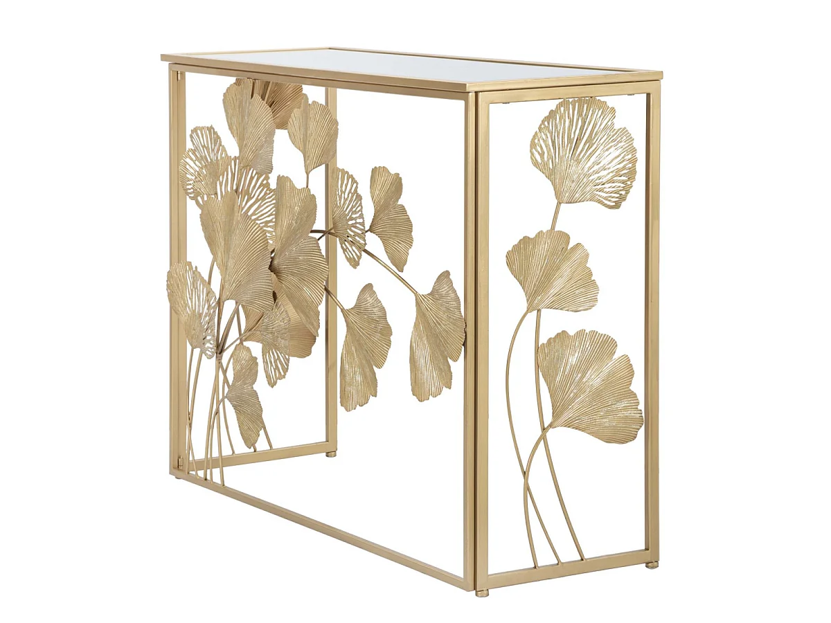 Konsolentisch aus Metall goldfarben mit Spiegelplatte 108x36,5x80 cm