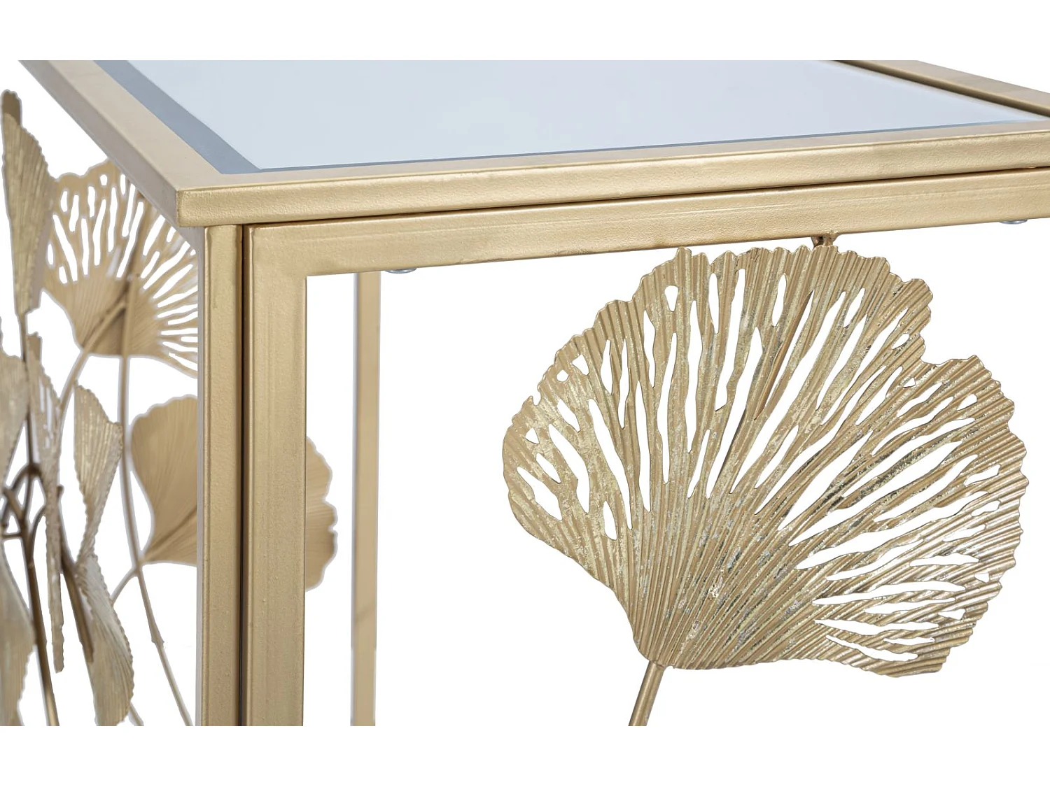 Konsolentisch aus Metall goldfarben mit Spiegelplatte 108x36,5x80 cm