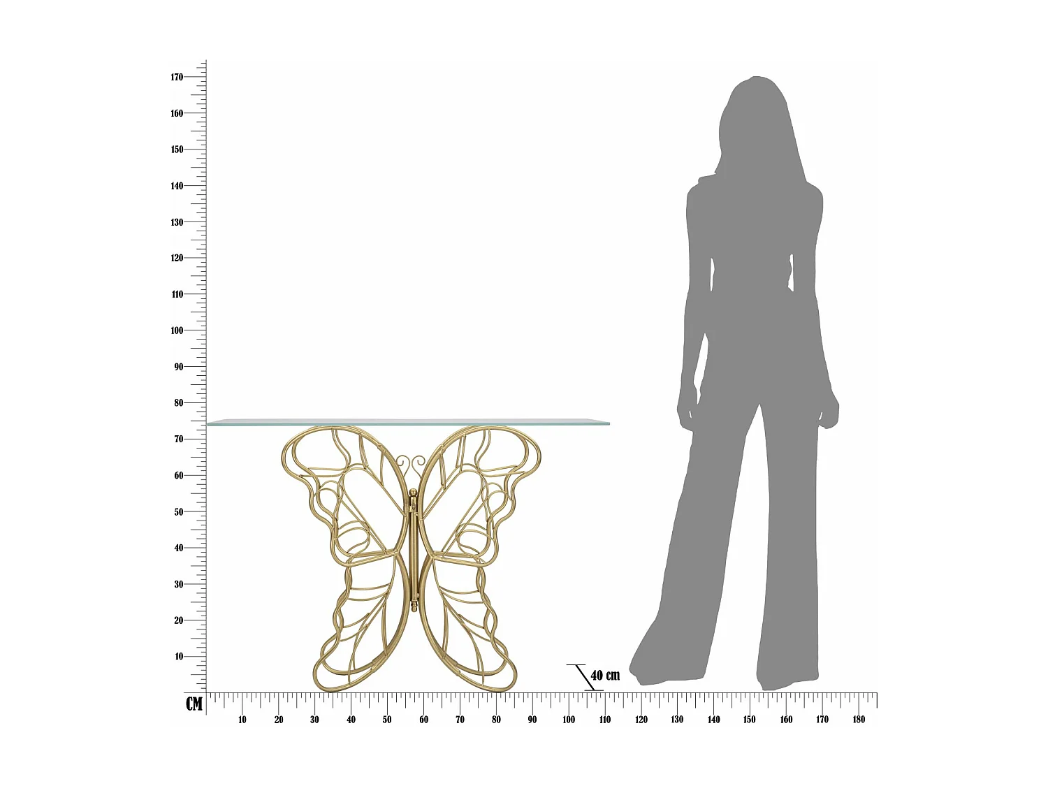 Console Design "Butterfly" 110cm Or