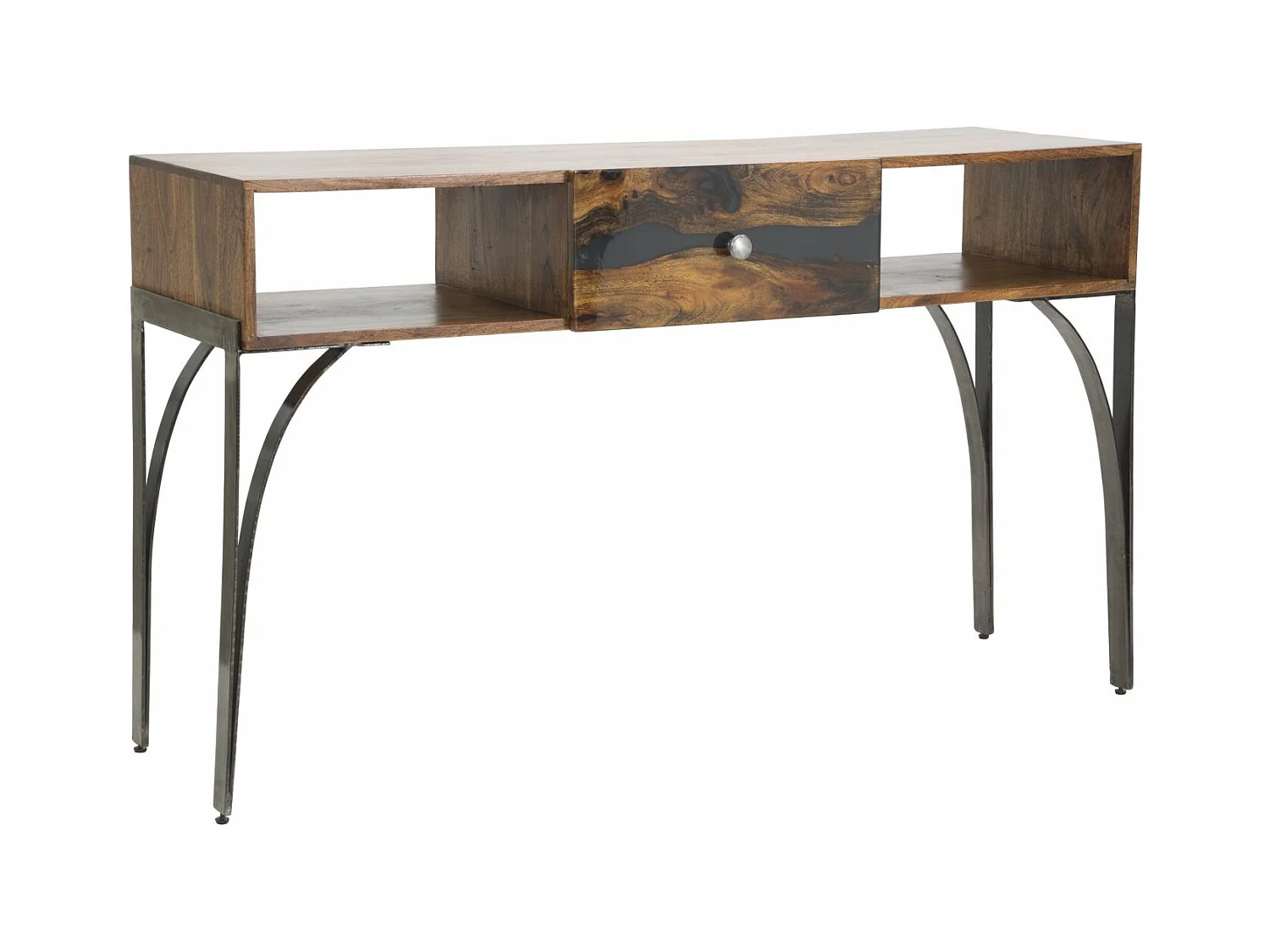 Console en bois marron avec tiroir 130x40x80 cm
