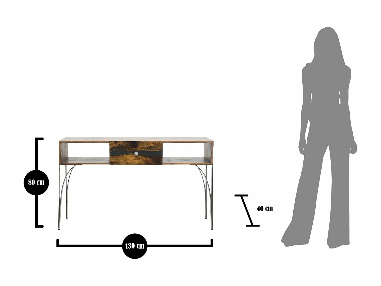 Console Design en Bois "Mustang" 130cm Naturel