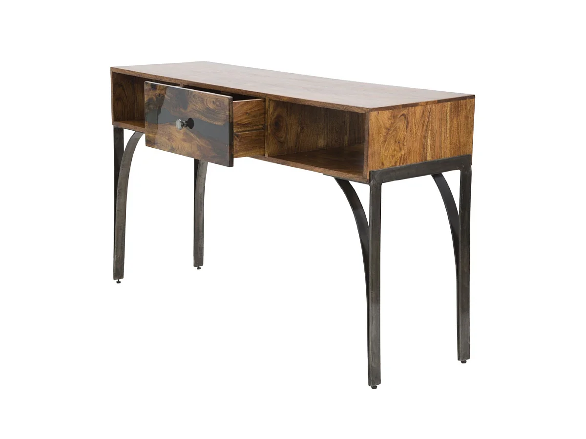 Konsolentisch aus Holz braun mit Schublade 130x40x80 cm