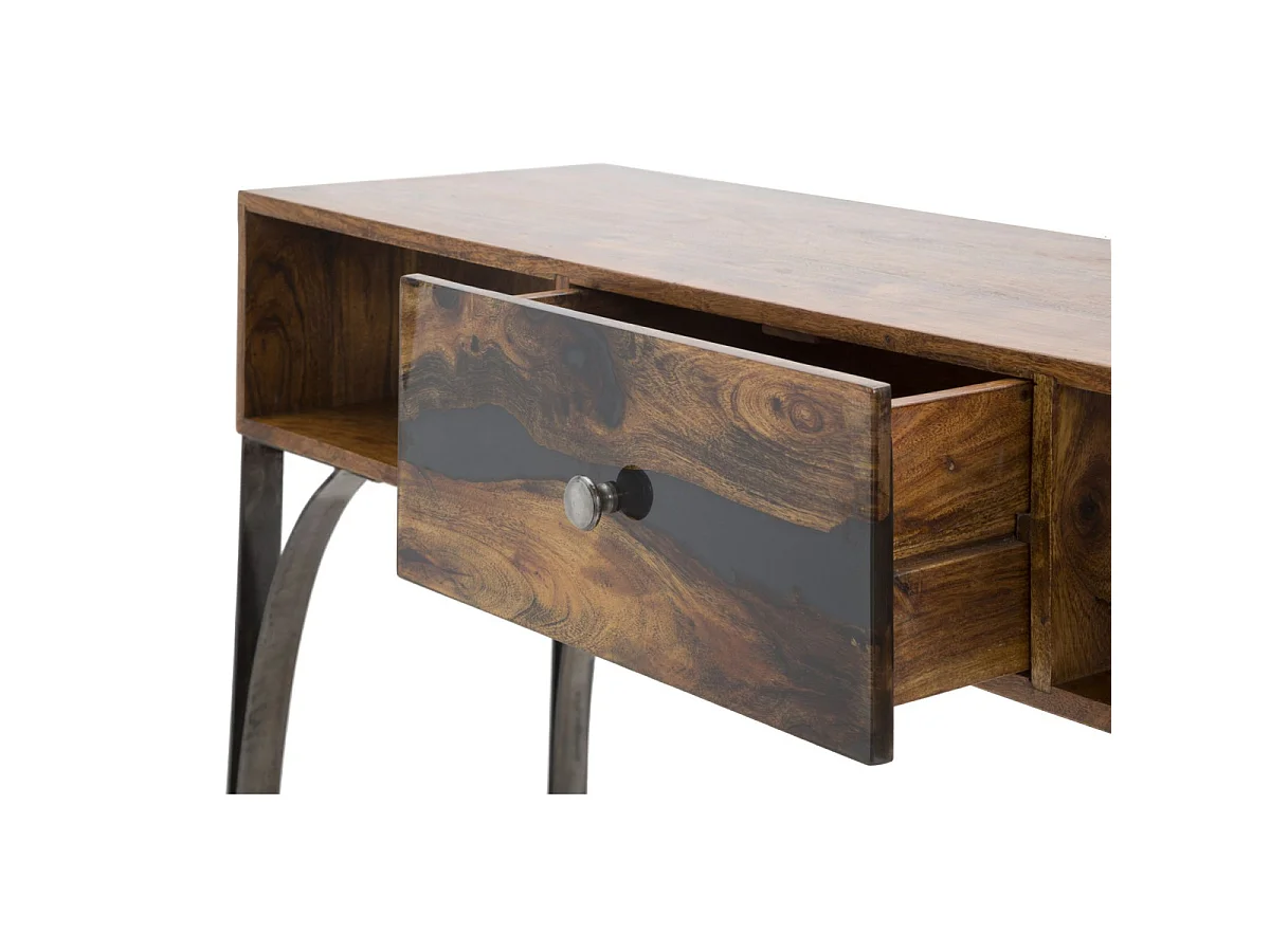 Konsolentisch aus Holz braun mit Schublade 130x40x80 cm
