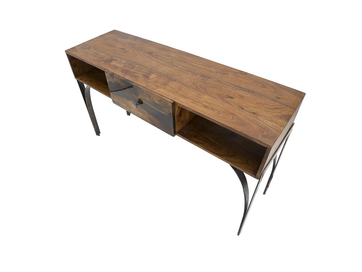 Konsolentisch aus Holz braun mit Schublade 130x40x80 cm