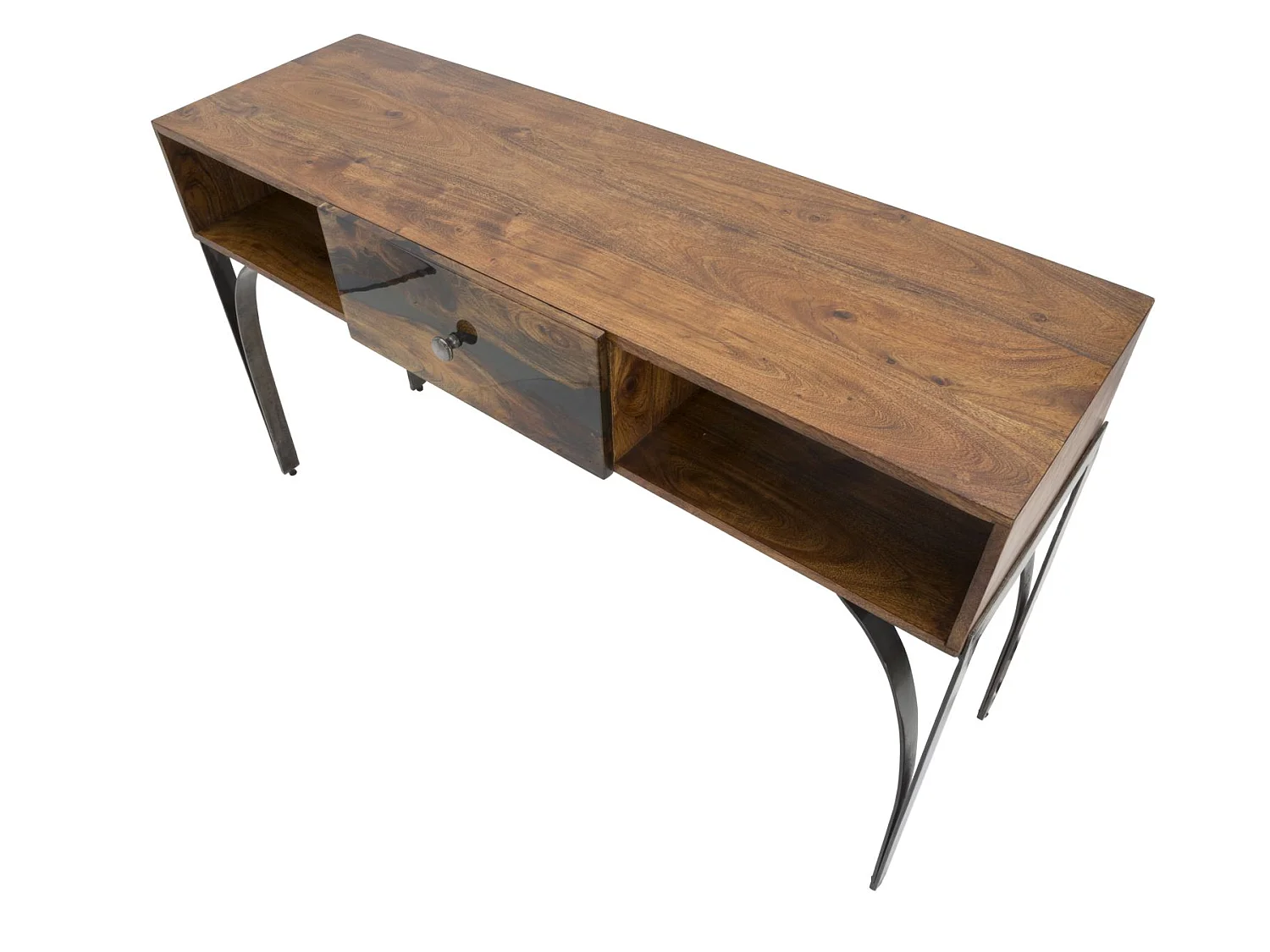 Konsolentisch aus Holz braun mit Schublade 130x40x80 cm