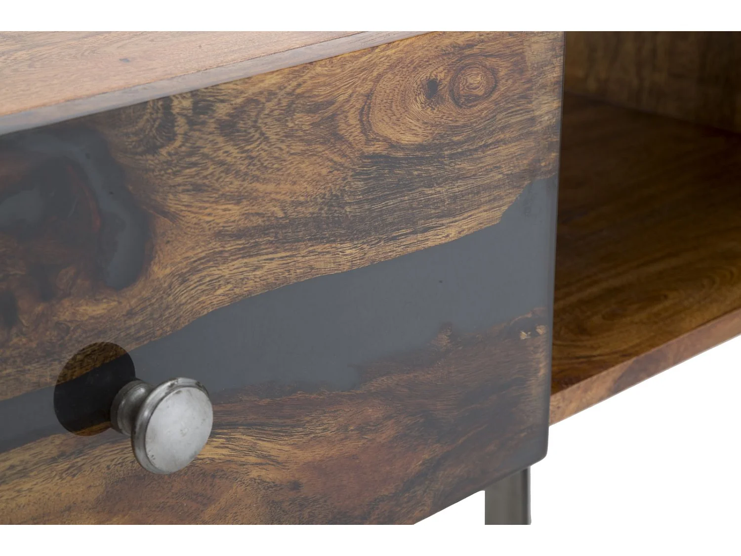 Konsolentisch aus Holz braun mit Schublade 130x40x80 cm