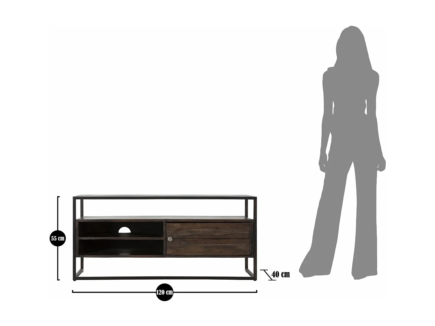 Meuble TV en Bois "Burn" 120cm Marron