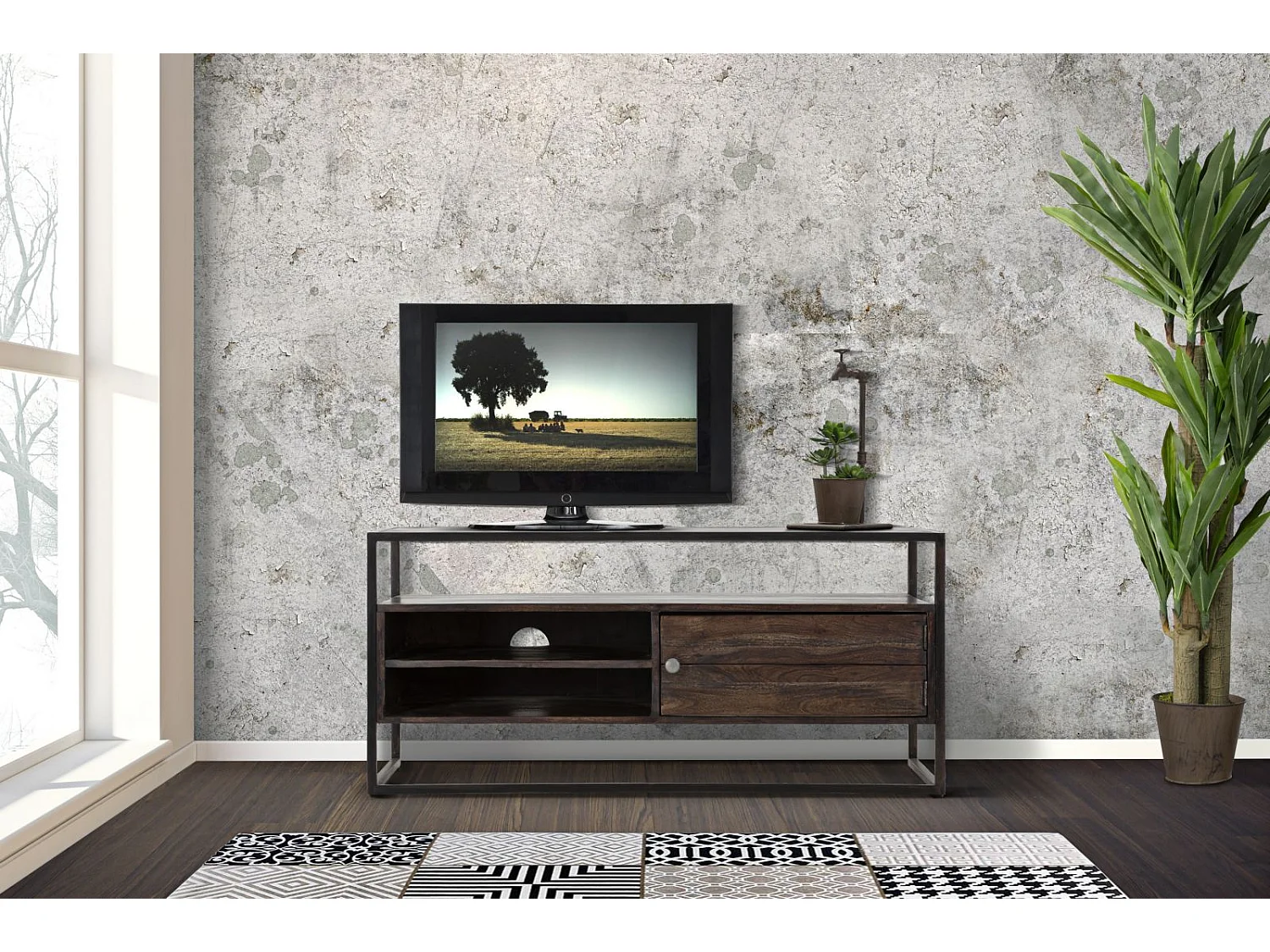 Meuble TV en Bois "Burn" 120cm Marron