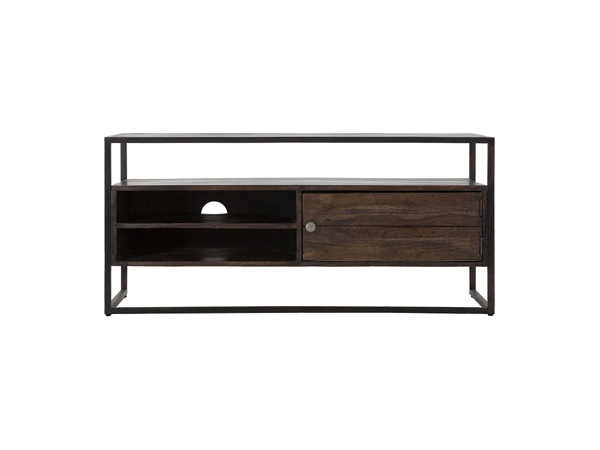 TV-Möbel aus Holz braun mit Ablagen und Tür 120x40x55 cm
