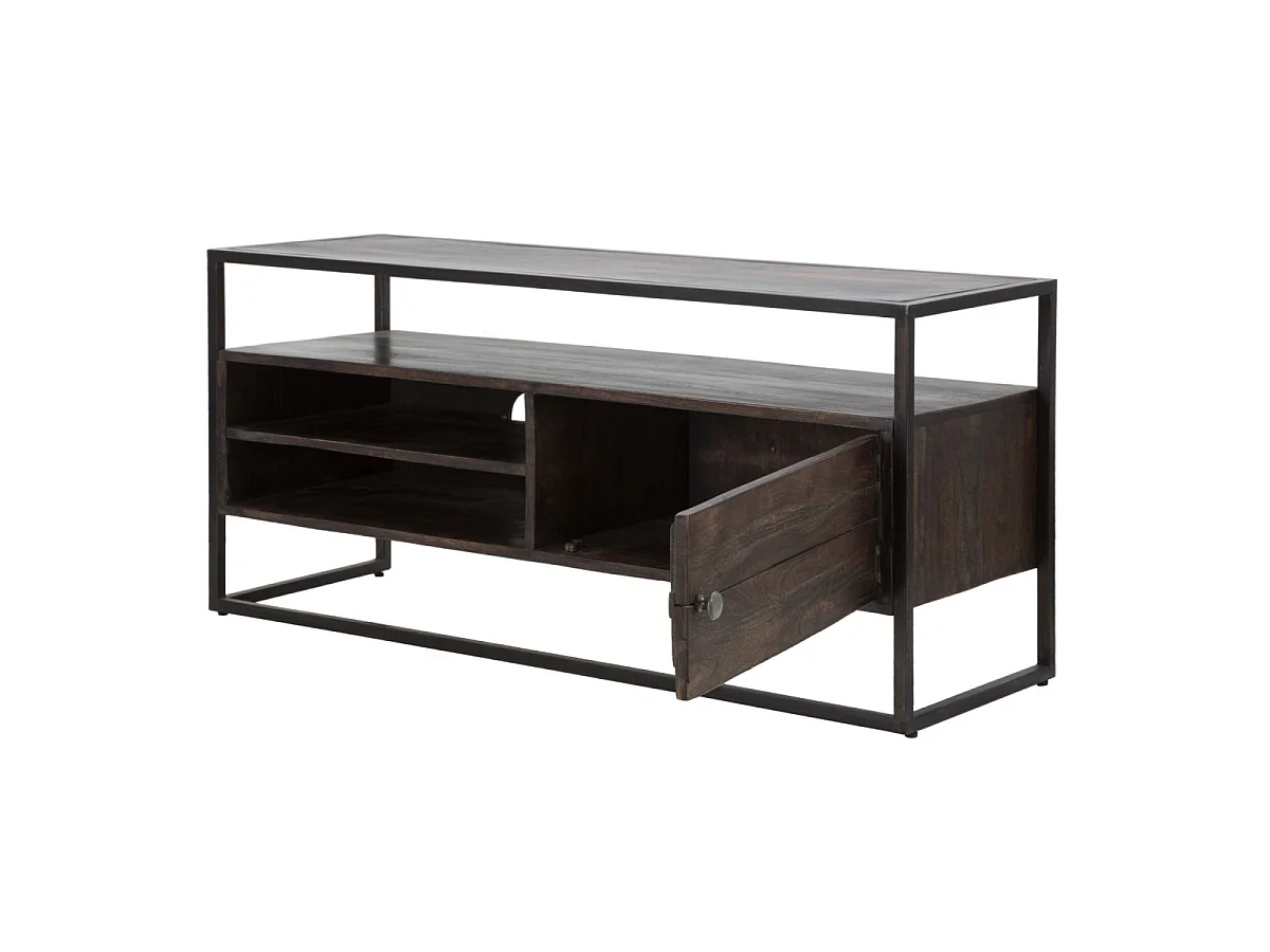 TV-Möbel aus Holz braun mit Ablagen und Tür 120x40x55 cm