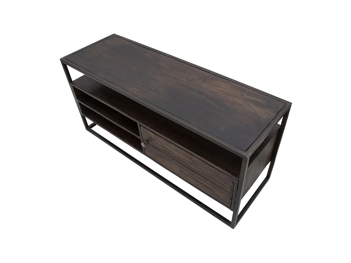 TV-Möbel aus Holz braun mit Ablagen und Tür 120x40x55 cm