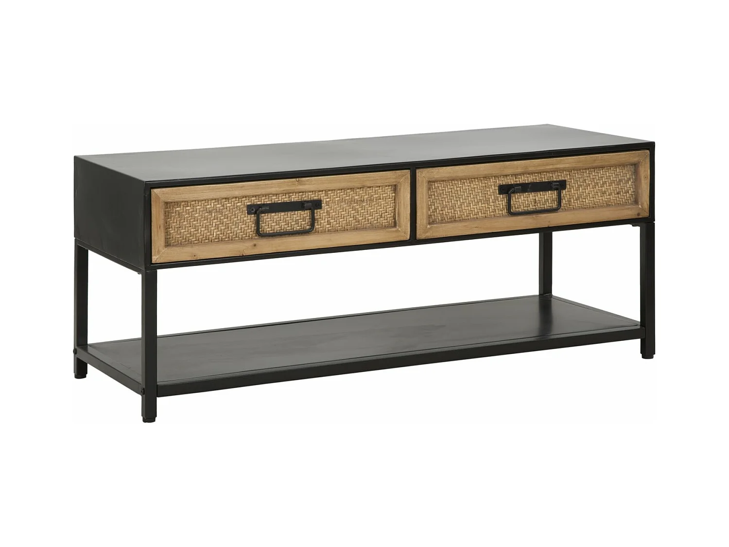 Mobile portatv in legno e metallo marrone e nero cm 95x38x38