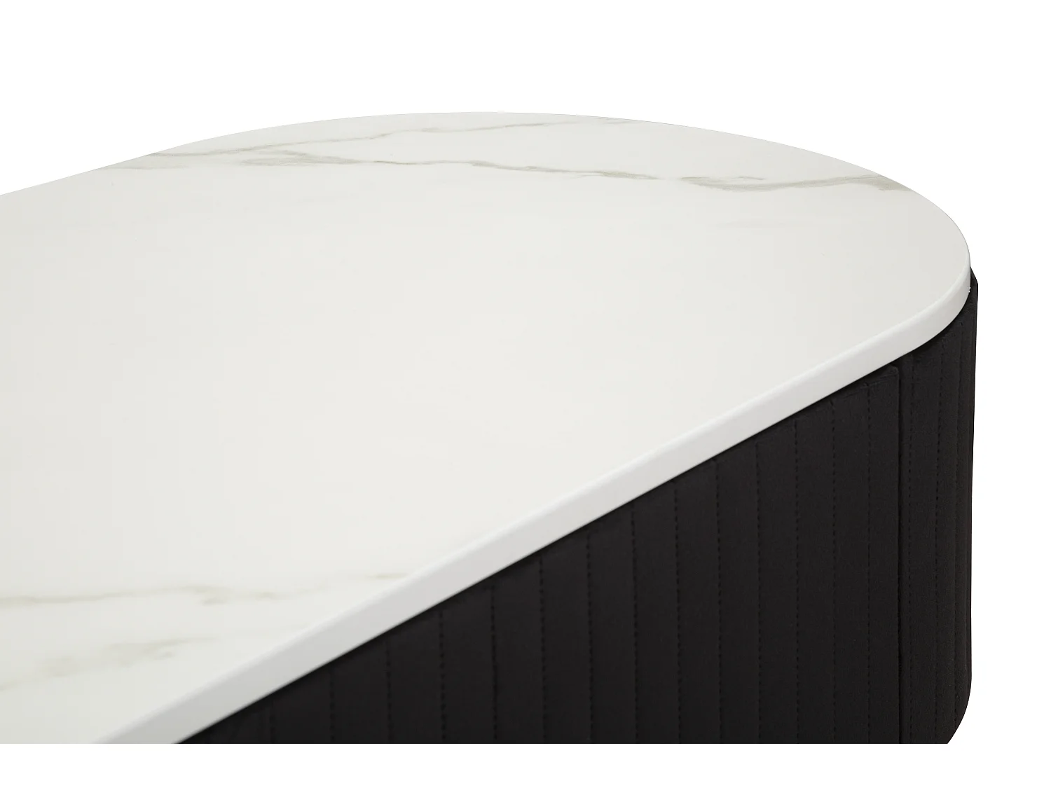 Meuble TV 2 Tiroirs Effet Marbre "Montpellier" 150cm Noir & Or