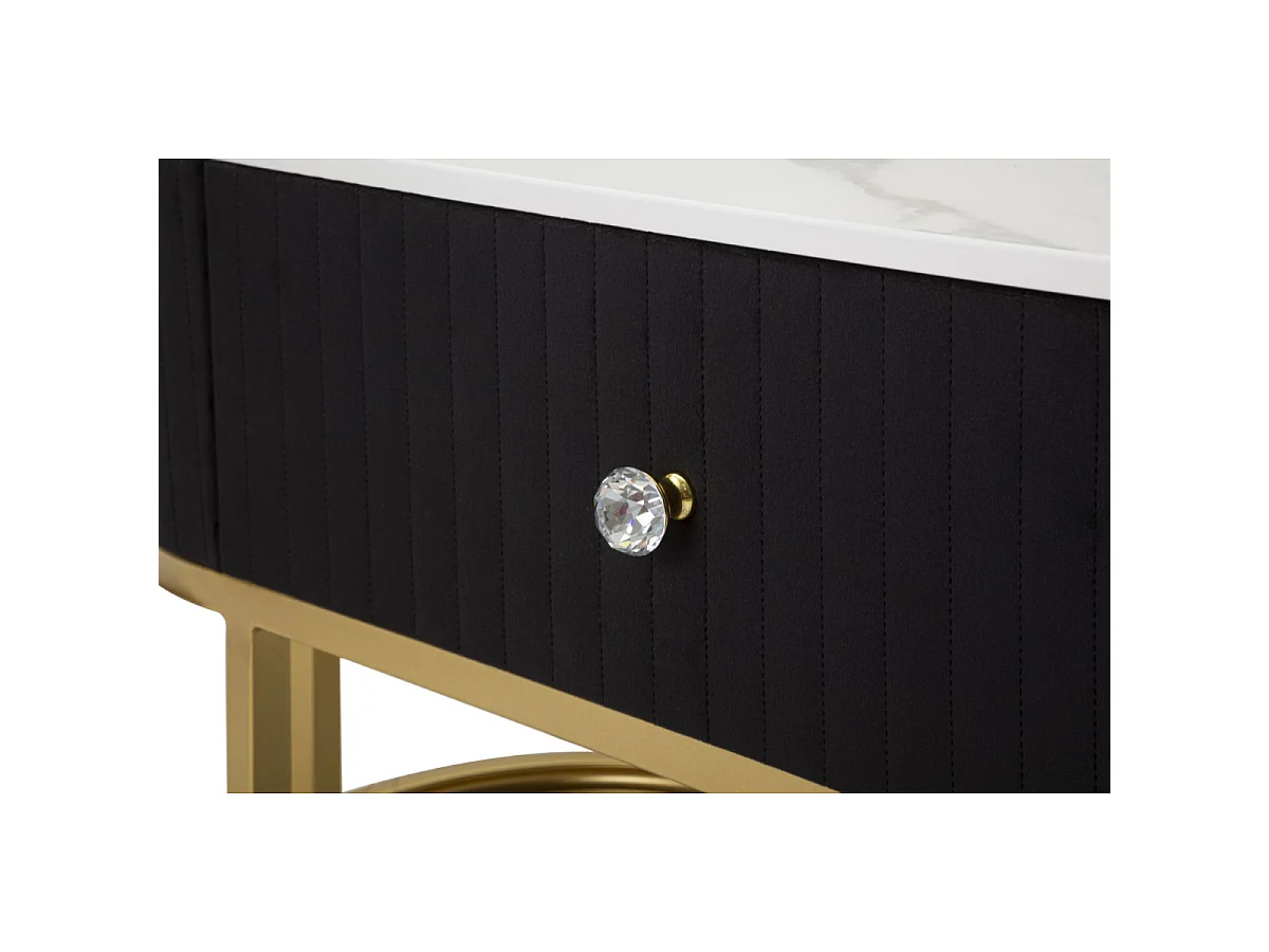 TV-Möbel aus Metall, Stoff und Holz goldfarben, schwarz, weiß 150x42x45 cm