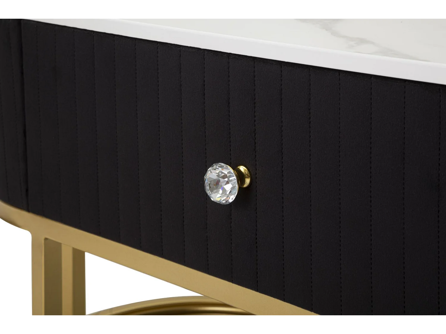 TV-Möbel aus Metall, Stoff und Holz goldfarben, schwarz, weiß 150x42x45 cm