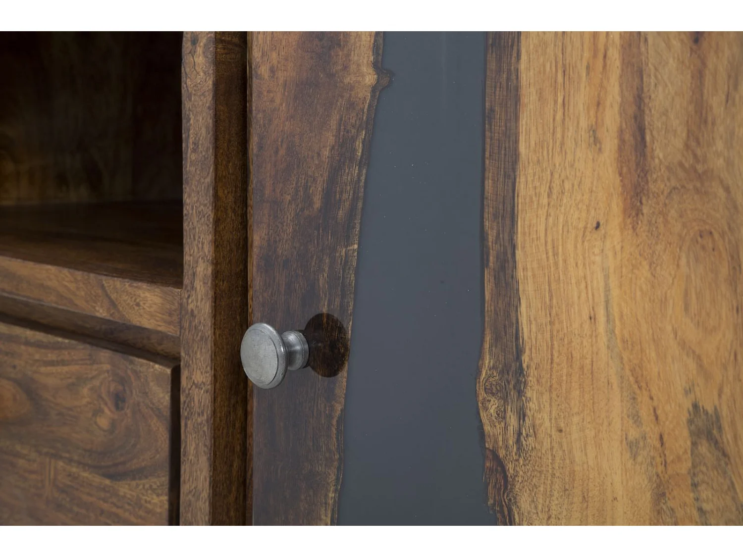 Meuble TV en bois marron avec 2 tiroirs et porte 175x40x60 cm