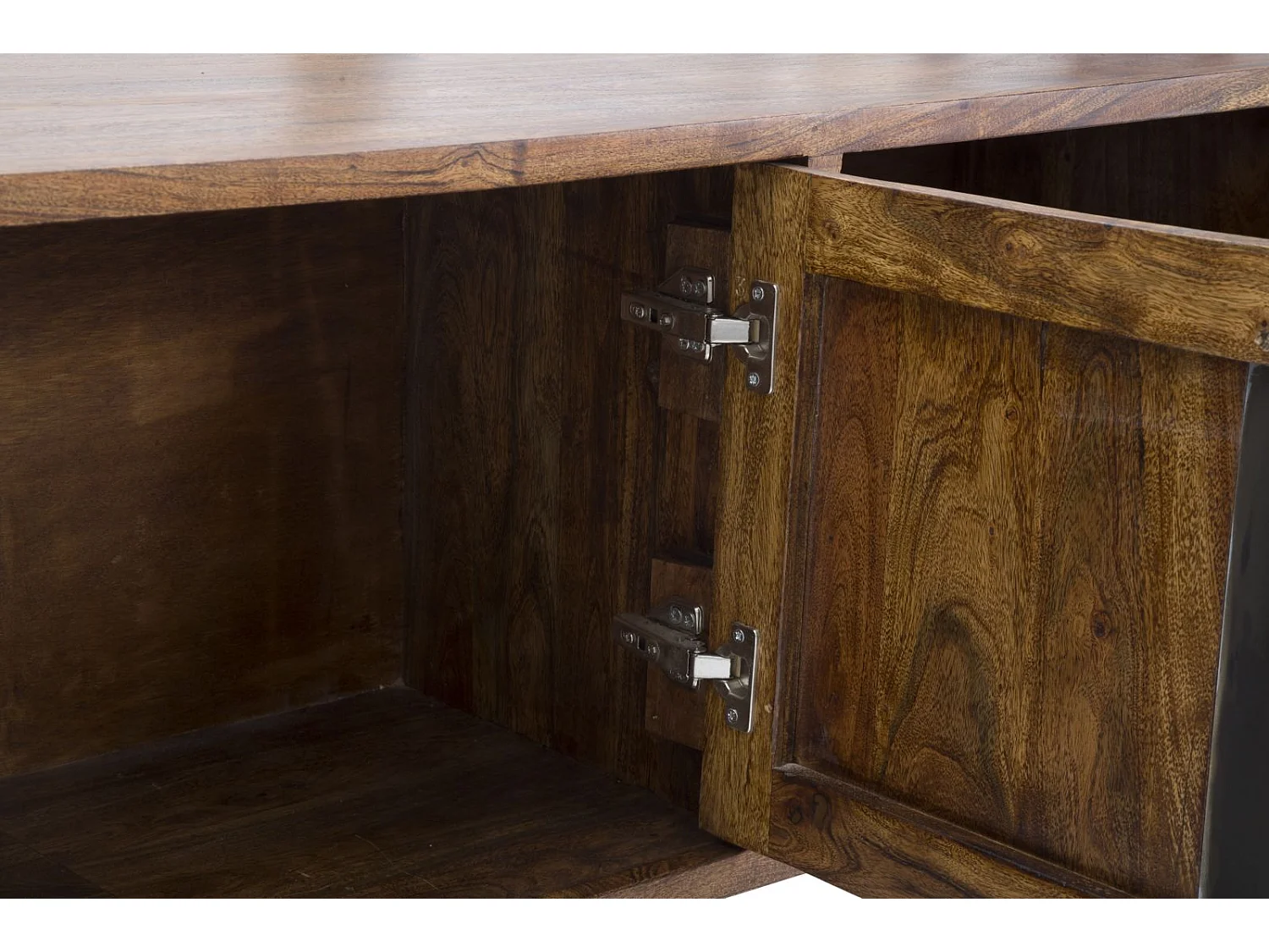 Meuble TV en bois marron avec 2 tiroirs et porte 175x40x60 cm