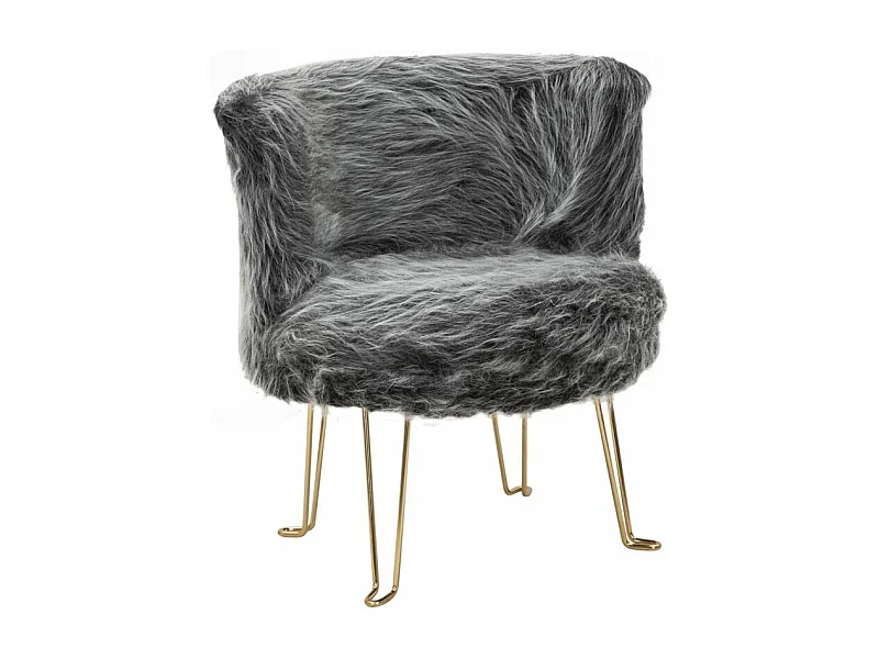 Poltrona in tessuto grigia peluche cm 73x64x77