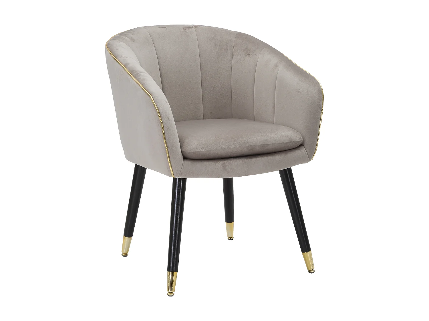 Poltrona in tessuto grigia con finiture dorate cm 62x58x78