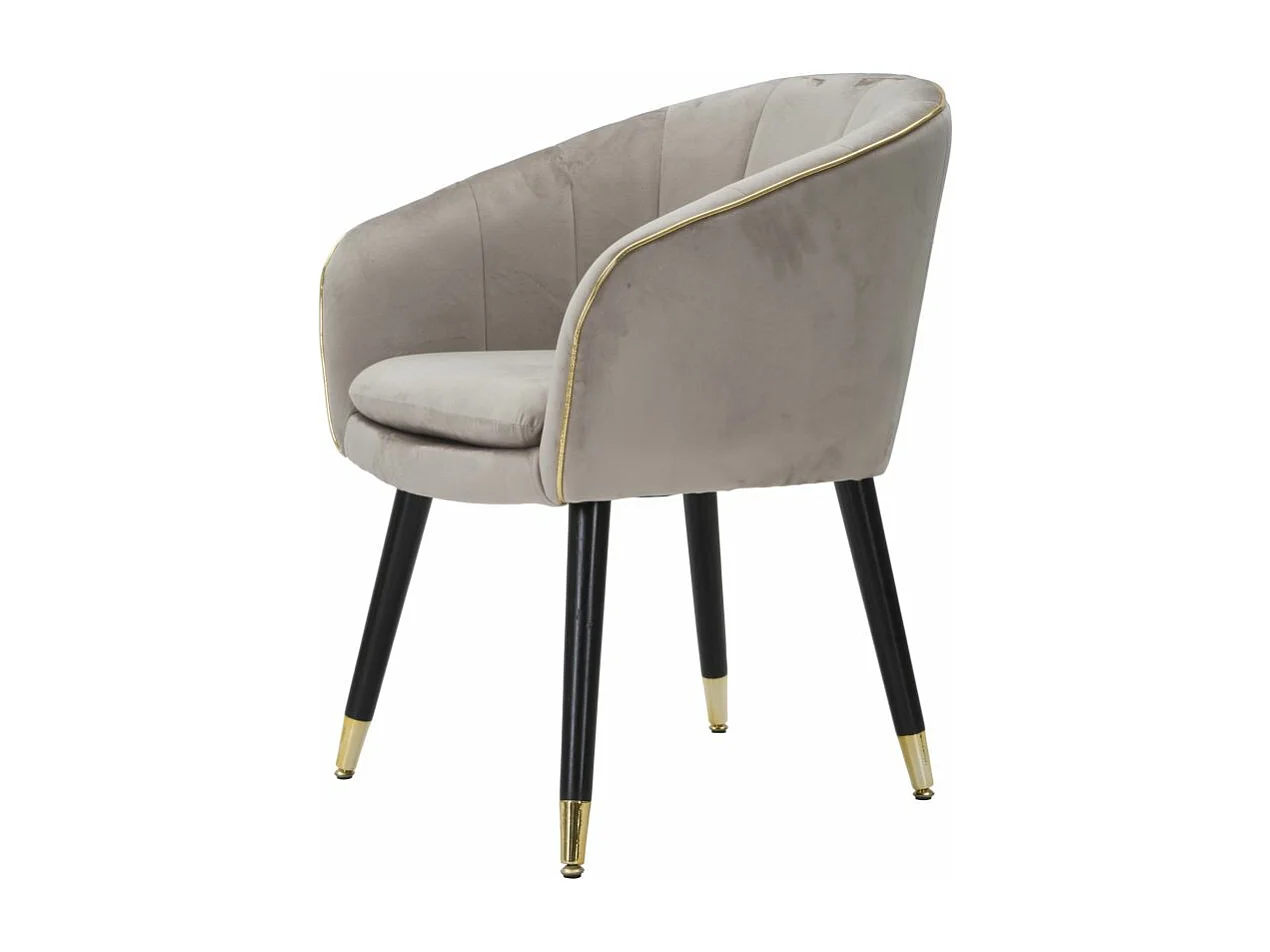 Poltrona in tessuto grigia con finiture dorate cm 62x58x78