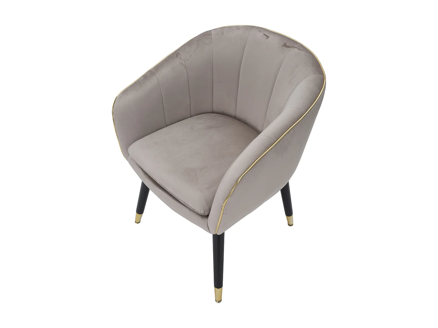 Poltrona in tessuto grigia con finiture dorate cm 62x58x78