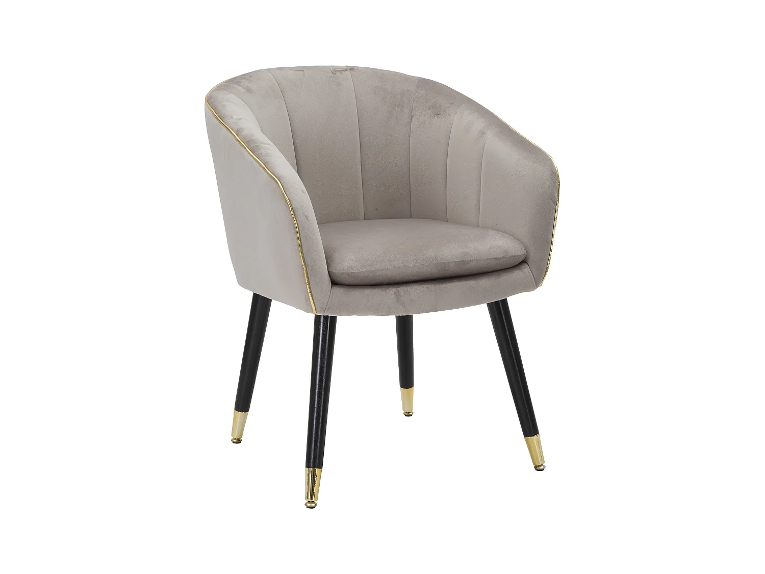 Fauteuil en tissu gris avec finitions dorées cm 62x58x78