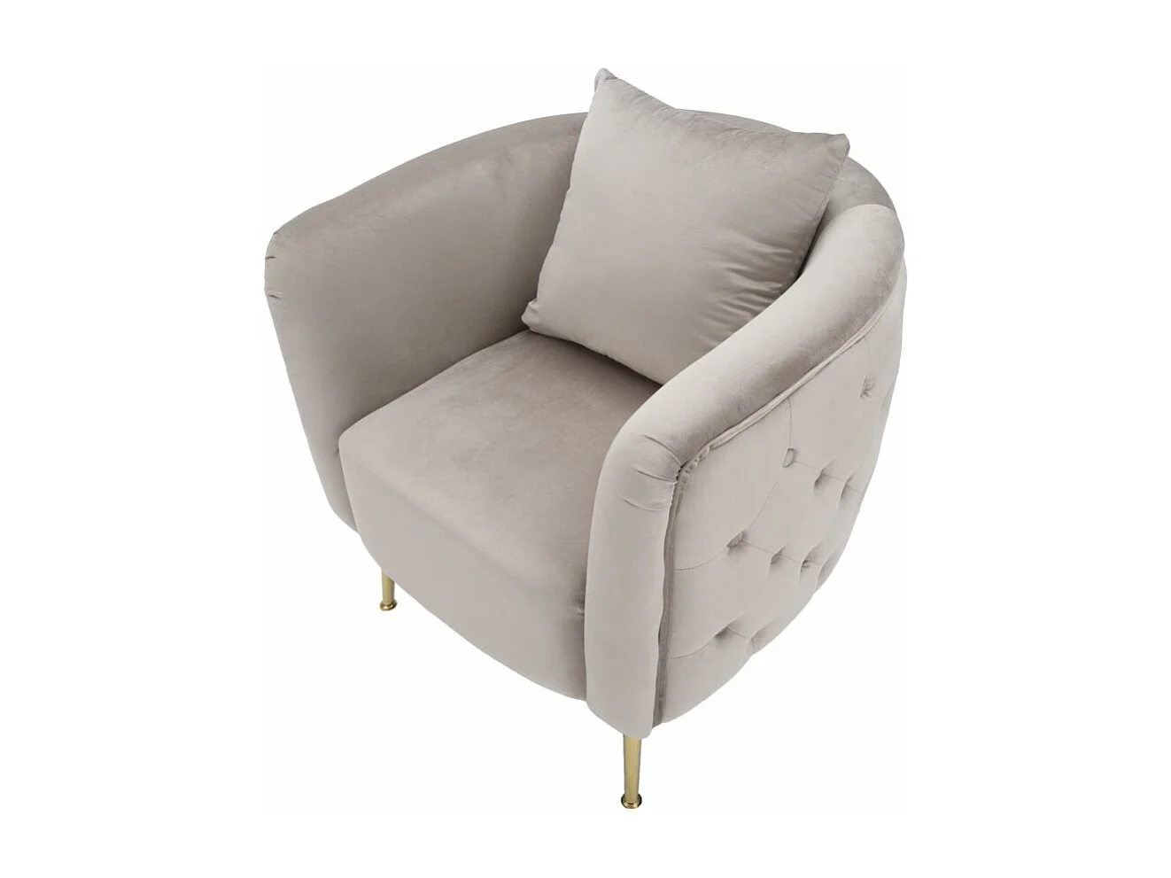 Poltrona in tessuto grigia con gambe dorate cm 76x74x71