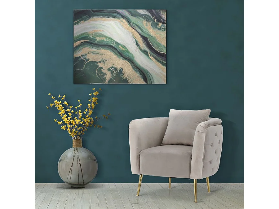 Poltrona in tessuto grigia con gambe dorate cm 76x74x71