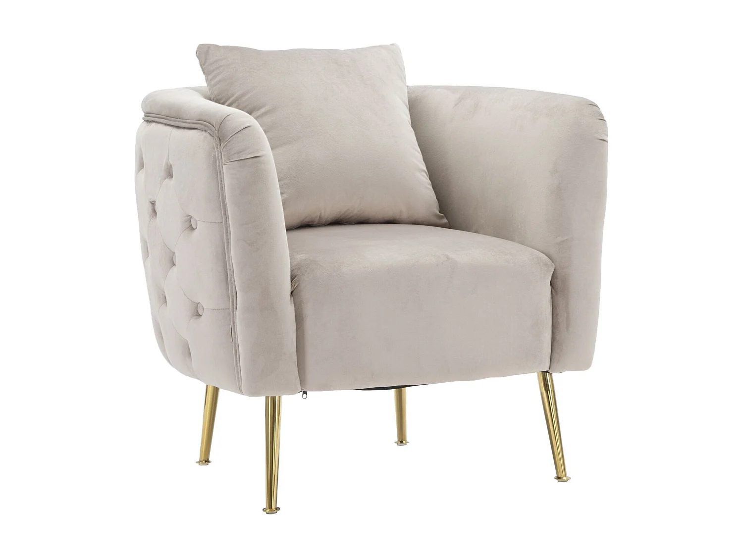 Poltrona in tessuto grigia con gambe dorate cm 76x74x71