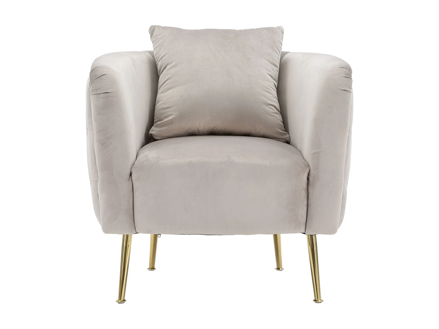 Poltrona in tessuto grigia con gambe dorate cm 76x74x71