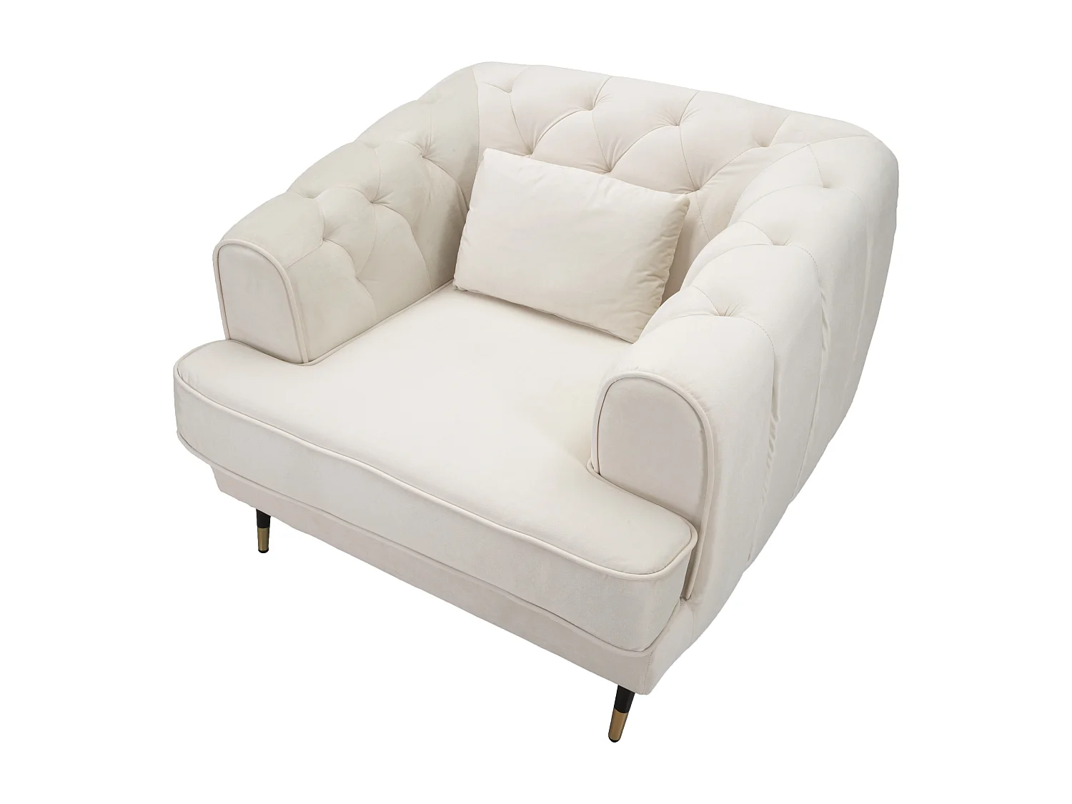 Fauteuil en polyester beige et pieds en bois et métal cm 93x86x71