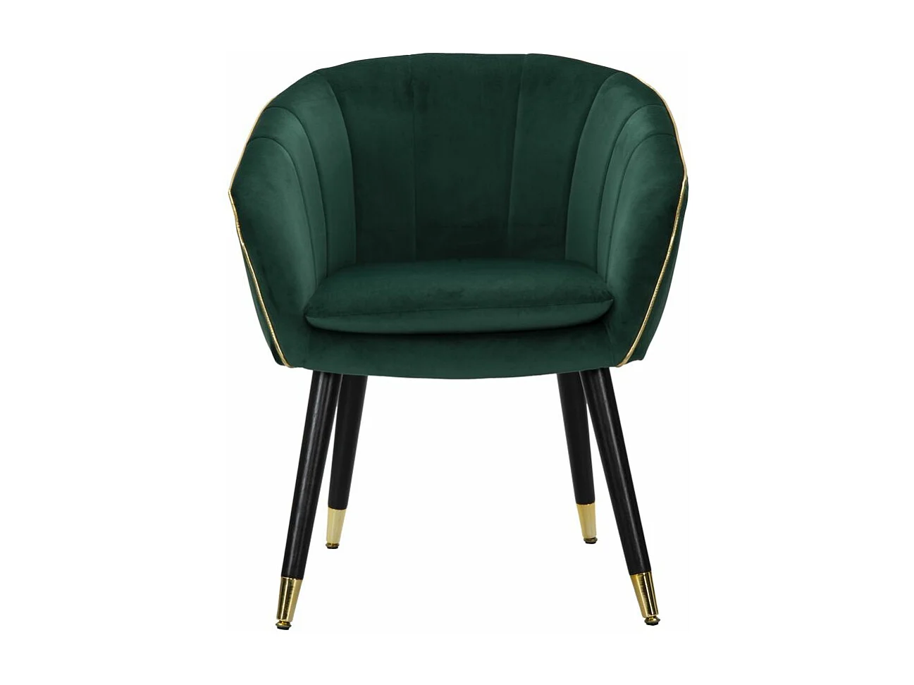 Poltrona in tessuto verde con finiture dorate cm 62x58x78