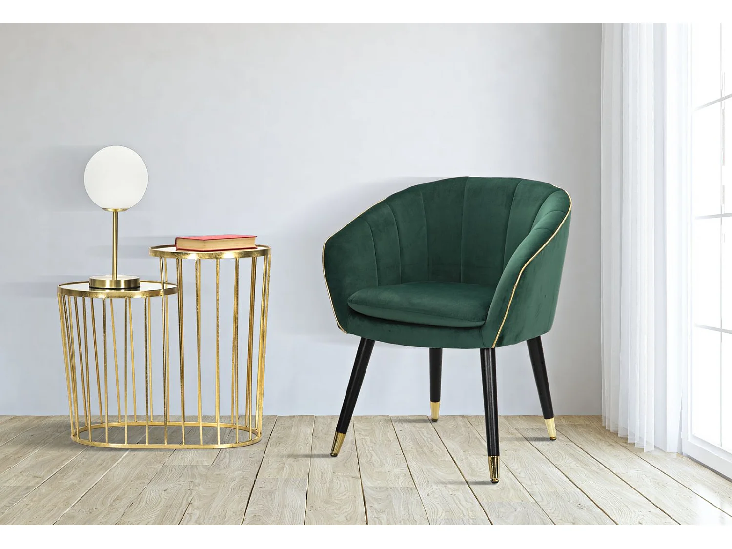 Fauteuil Design en Tissu "Paris" 78cm Vert