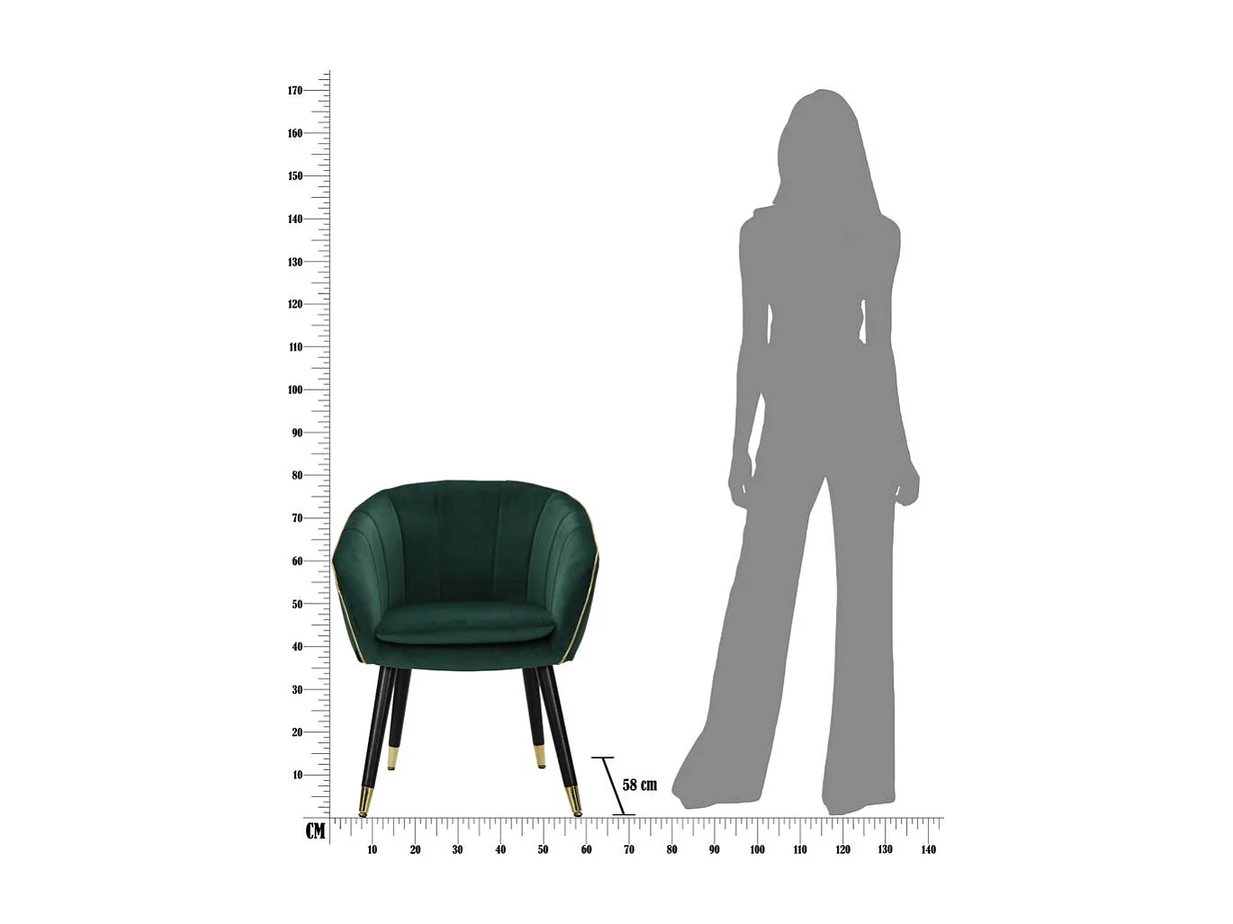 Fauteuil Design en Tissu "Paris" 78cm Vert